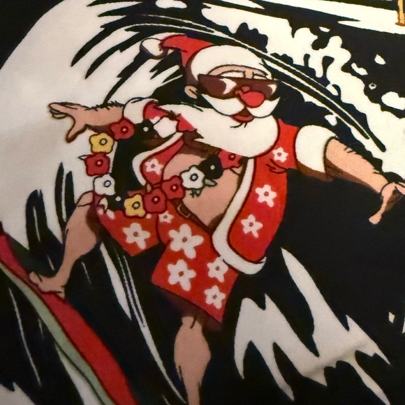 SSLR Hawaiian Christmas Shirt XL Black Tropical Santa Surfing Holiday Button-Up - Picture 5 of 8